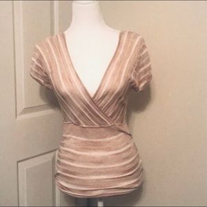 White House Black Market Striped Short Sleeved Top